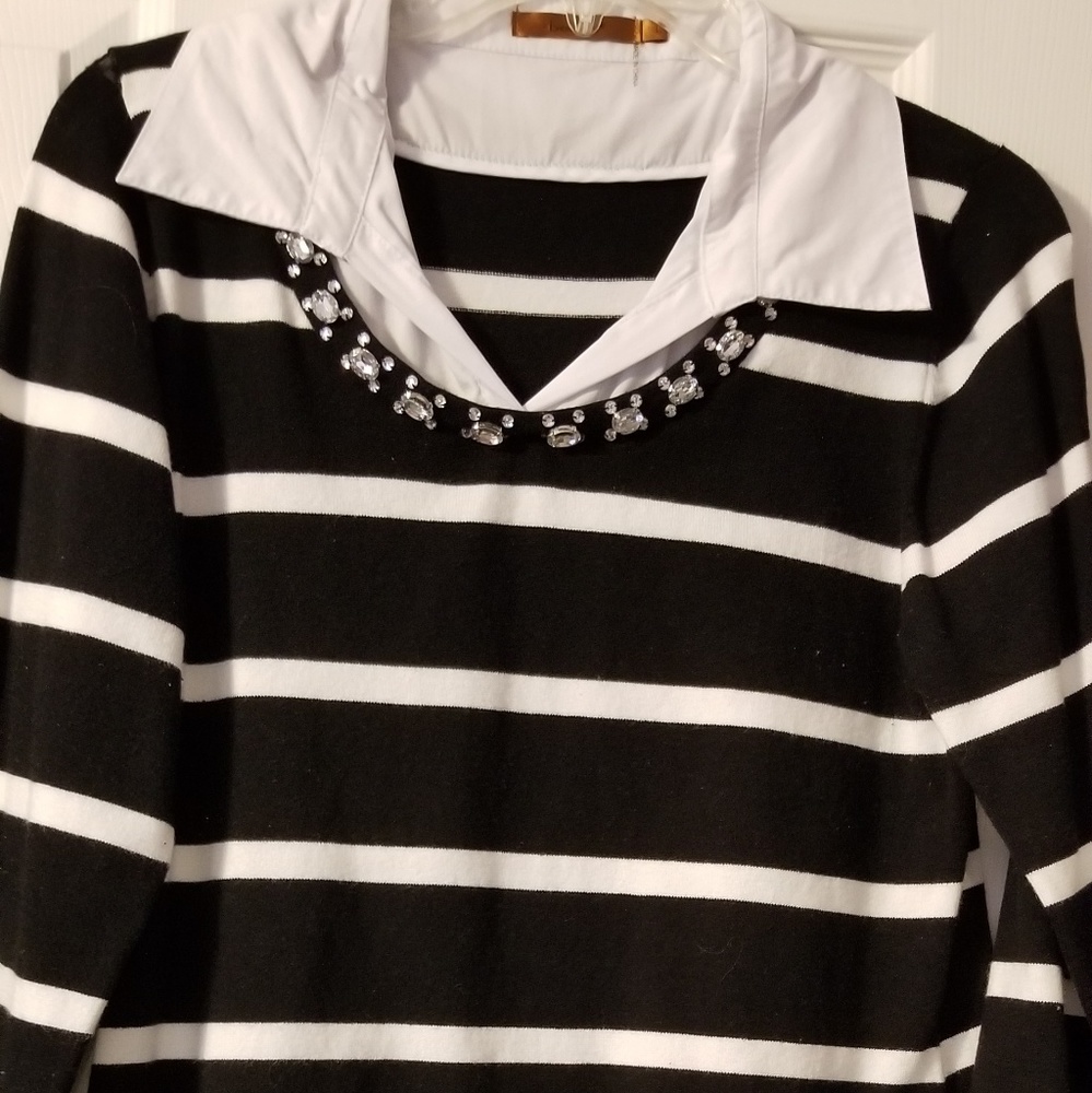 black and white stripped shirt
